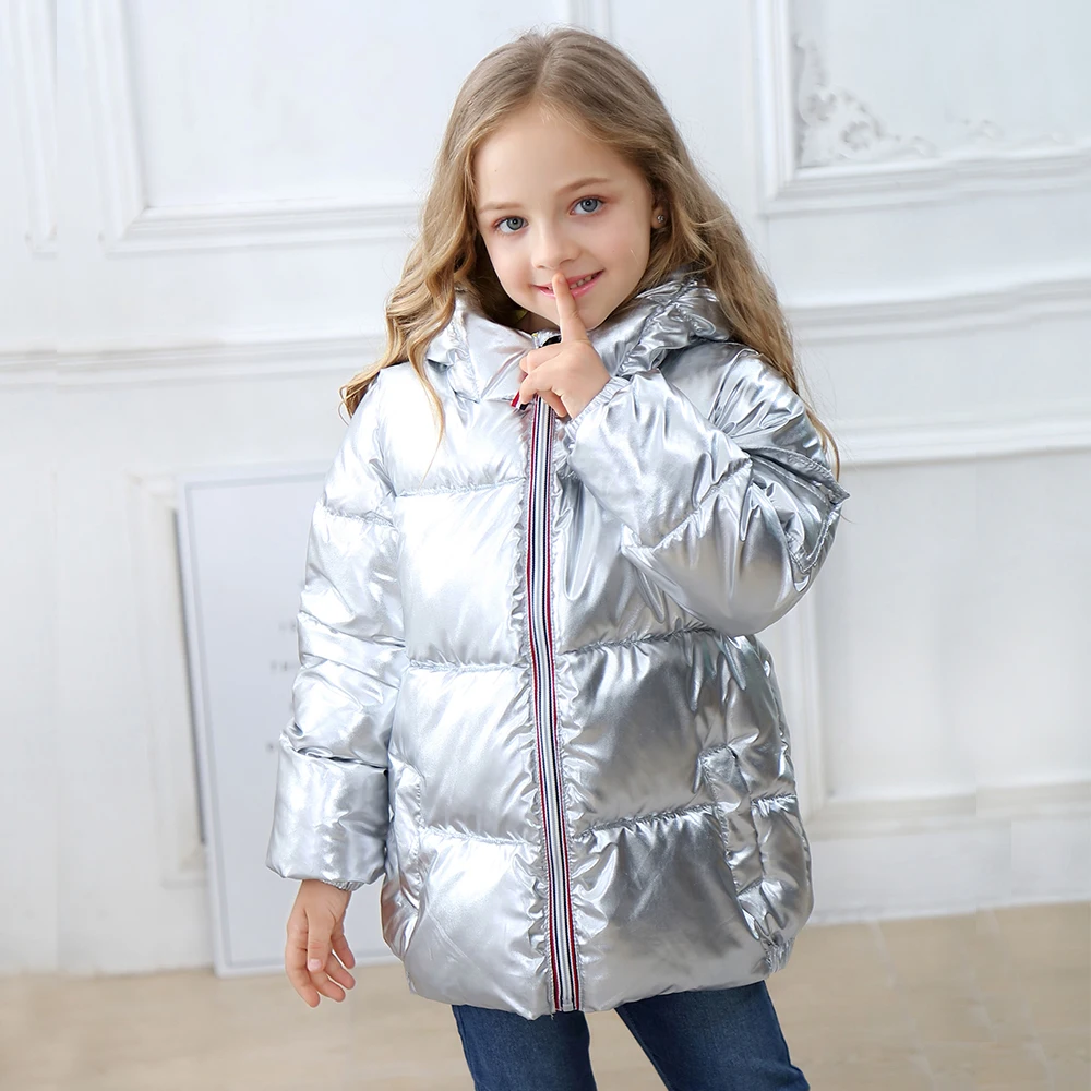 

Children Winter Jacket for Kids Girl Silver Gold Boys Casual Hooded Coat 2019 Baby Clothing Outwear kids Parka Jacket Snowsuit