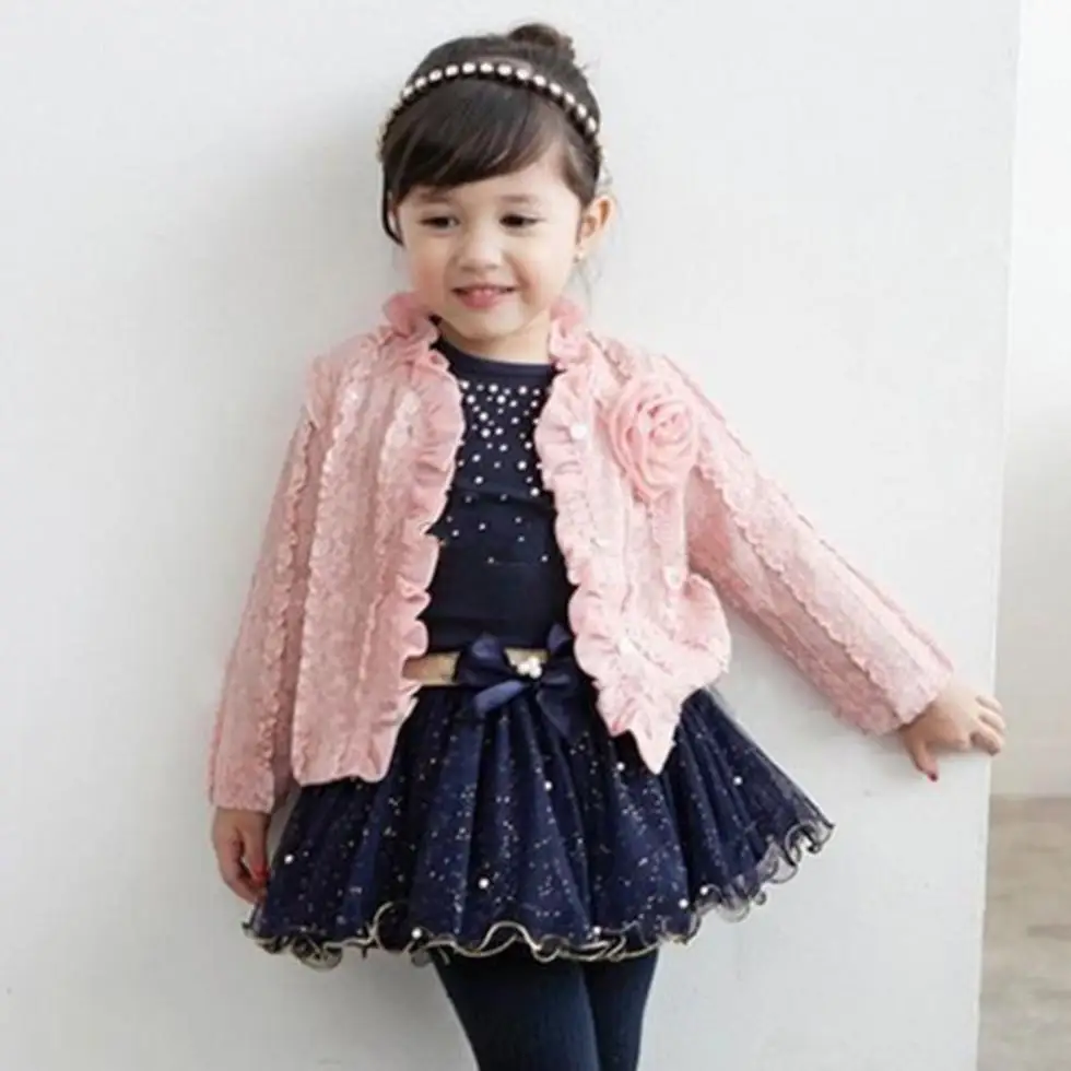 T-shirt Skirt Tutu Princess Party Dress Outfits 3Pcs Kids Baby Girls Coat Tops
