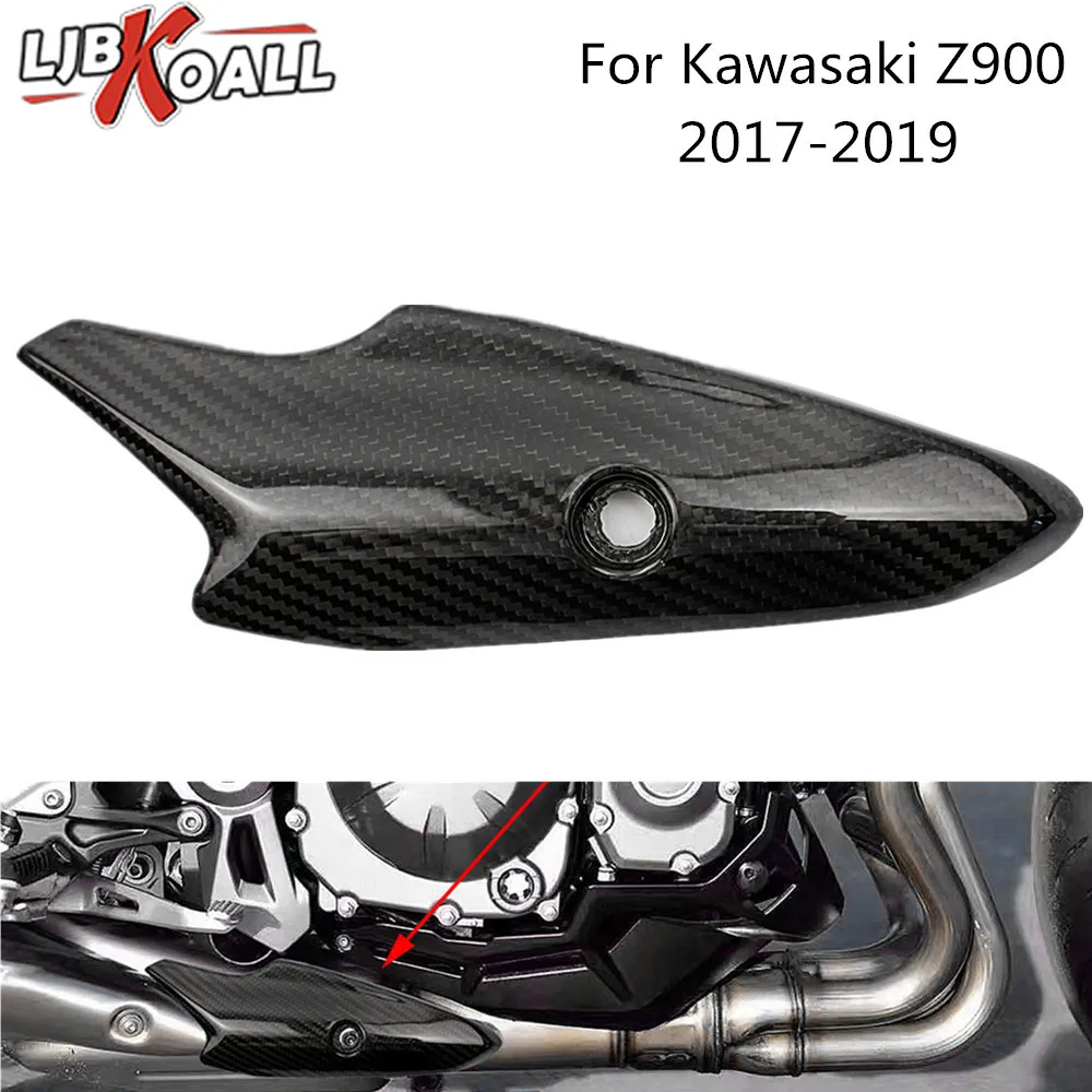 

Moto Muffler Exhaust System Middle Link Pipe Carbon Heat Shield Cover Guard Anti-Scalding Shell For Kawasaki Z900 2017 2018 2019