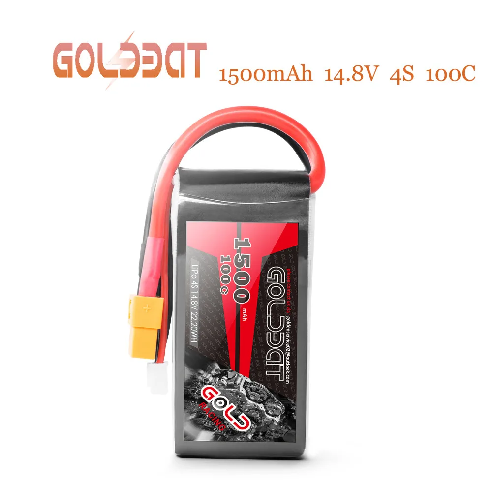 2 шт. GOLDBAT 1500 мАч 4S батарея lipo для Дронов 14,8 в Lipo батарея 4S для fpv 100C lipo с XT60 разъем для самолета FPV Racing