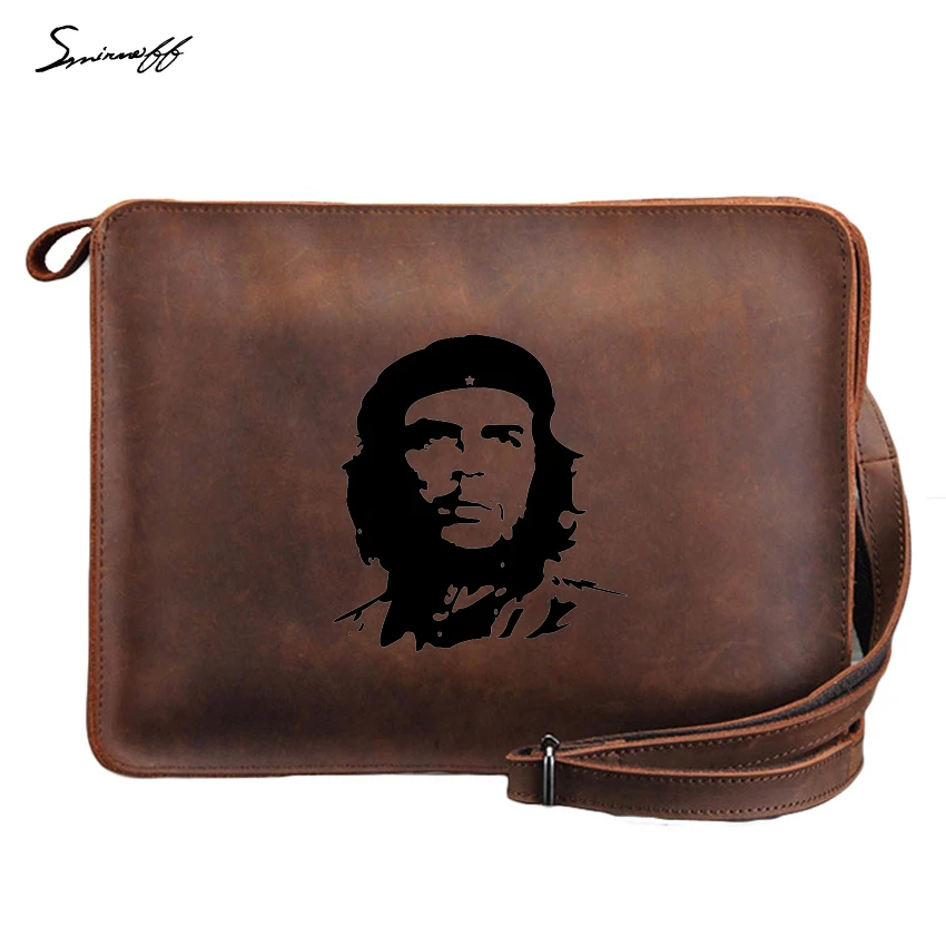 

New Che Guevara visage Men Handbag High Quality ipad Bag Vintage Leather Briefcase Engraving Logo Men Messenger Bag