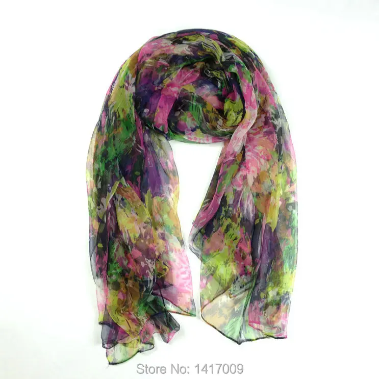Оптовая продажа шелк scarves100 % чистого шелковые шарфы шелковый платок оптовая продажа 110 см * 185 см темно-цветной печать