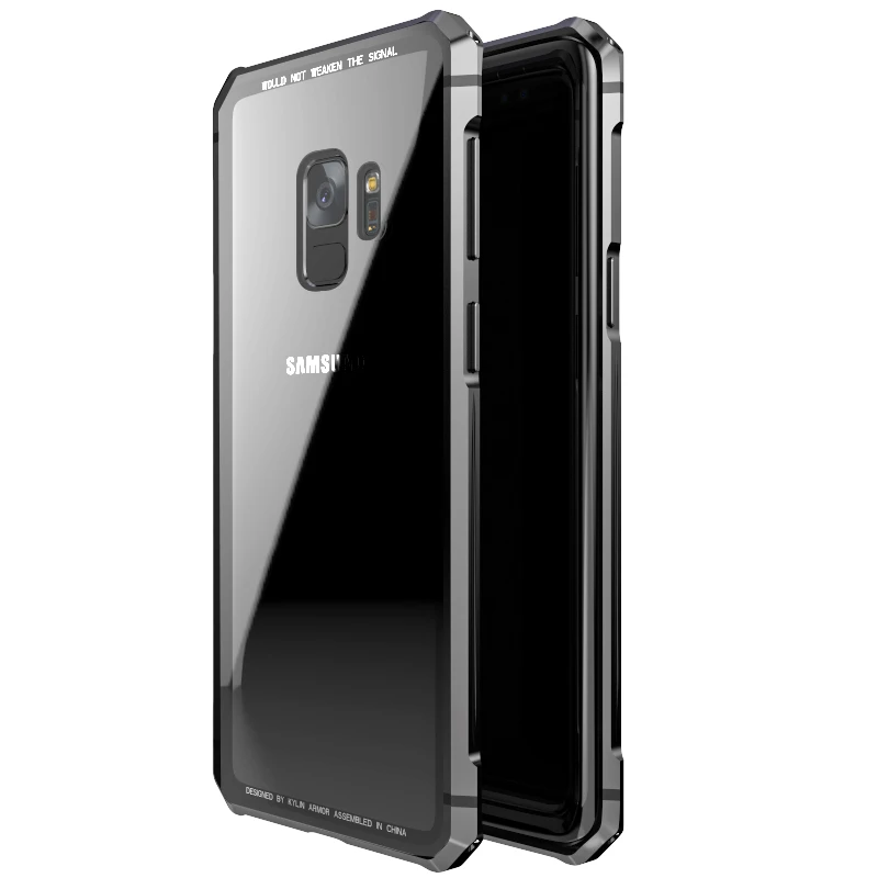 Роскошный стеклянный чехол для Samsung Galaxy S9 Plus S8 металлическая рамка прозрачная