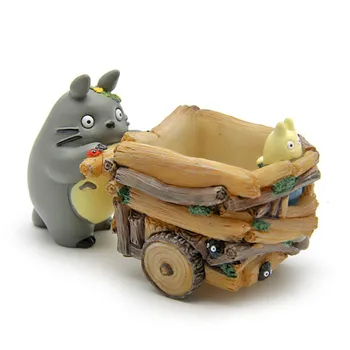 

Cartoon Cart Totoro Flower Pot Resin Arts And Crafts Green Plant Container Desktop Place Adorn Home Gardening Furnishing Article