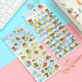 Kawaii Cute Rilakkuma Clear Mini Stickers Phone Bottle DIY Decorative Stick Label Kids Gift Decor