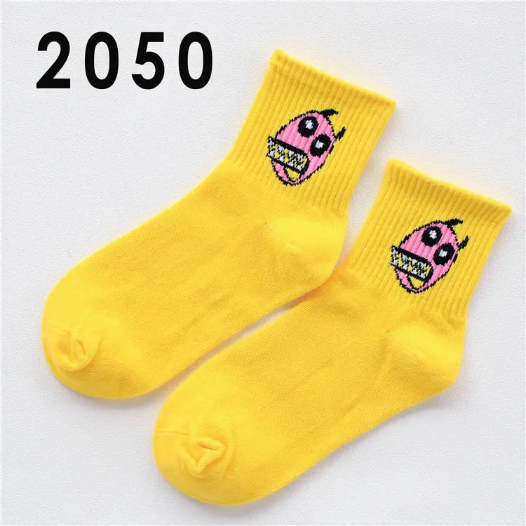 Летние женские короткие носки в стиле Харадзюку kwaii, хлопковые забавные носки с принтом пламени, милые женские носки с героями мультфильмов для женщин, meias - Цвет: 2050