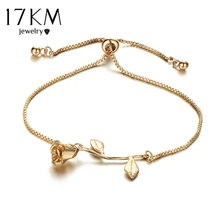 17KM Fashion Rose Flower Charm font b Bracelet b font For font b Women b font