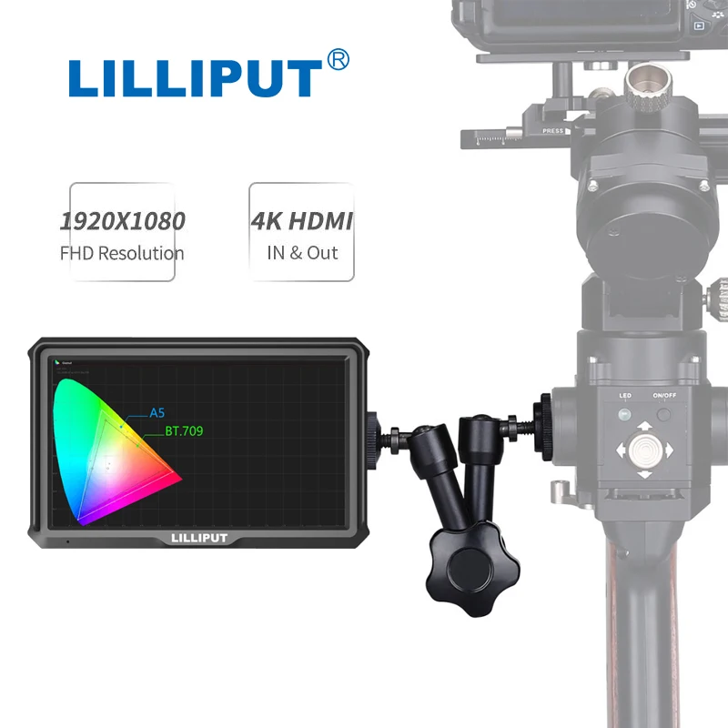 

Lilliput A5 Latest 5 Inches 1920x1080 Mini Field IPS Video Monitor DSLR On-Camera monitor 4K HDMI IN OUT for Gimbals Stabilizer