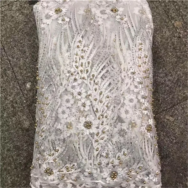최신 오렌지 컬러 아프리카 레이스 원단 2019 핑크 비즈 고품질 아프리카 명주 레이스 원단, 럭셔리 디자인 전체 돌