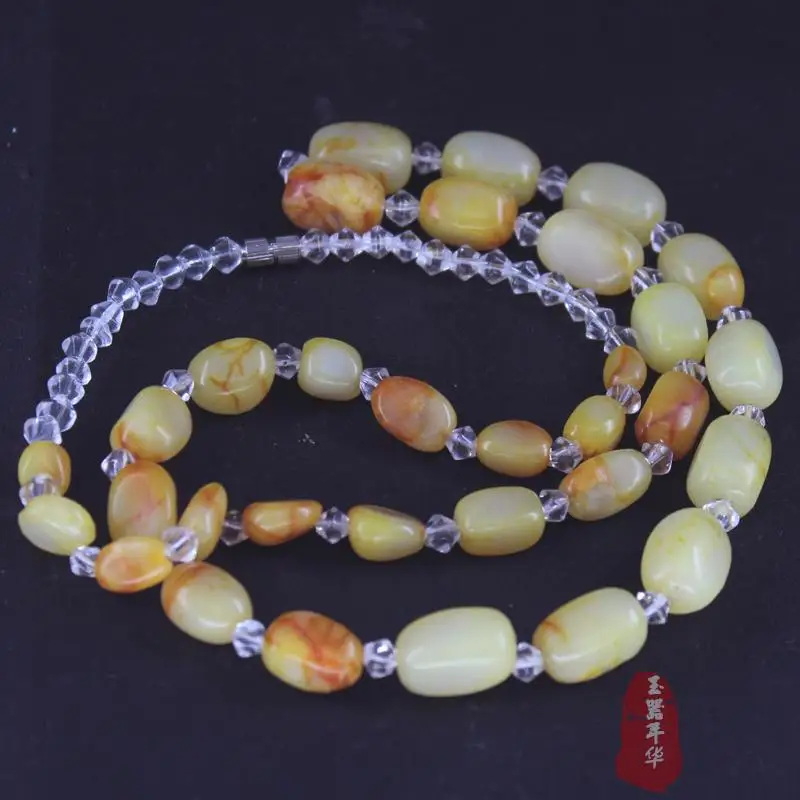 

Xinjiang Hetian jade seed material Huang Qin Leather Bracelet