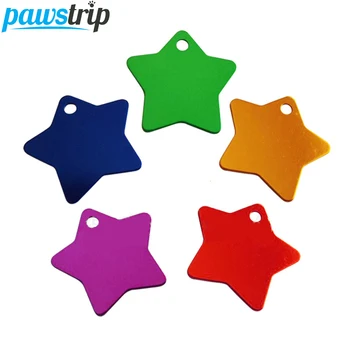 

100pcs/lot Star Dog Tags Aluminum Custom Engraved Name Pet ID Tag 31mm