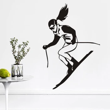 

A Girl Skiing Wall Stickers For Kids Rooms Winter Sport Skier Racing Wall Decals Vinyl Removable Adhesive Stickers