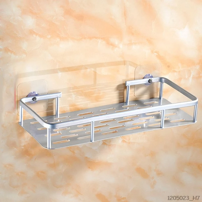 

Traceless Storage Rack Without Hook Kitchen Bathroom Toilet Storage Holder Shelf Wall Sucker Hollow Waterproof Single Layer
