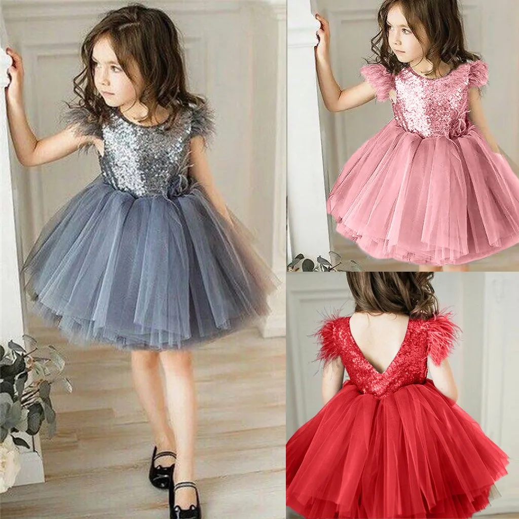 Vestido infantil/ г.; летняя одежда для маленьких девочек; платье из тюля без рукавов с кисточками и открытой спиной; праздничное платье принцессы с блестками;@ 30