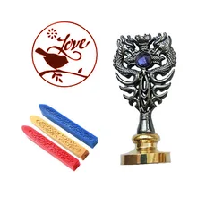 Подпись индивидуальная восковая печать комплект печатей Птица Любовь Металлический Дракон ручка Винтаж Свадебные приглашения(дракон черный