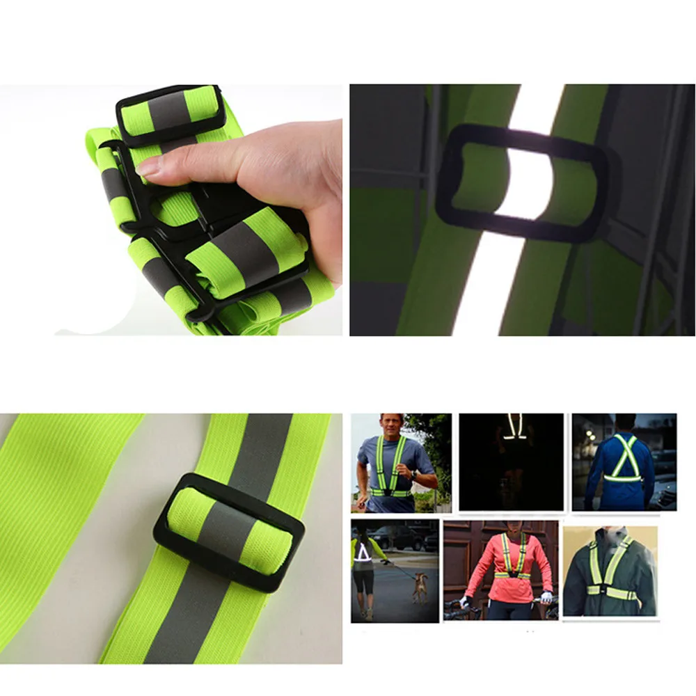 Flash Deal Unisex Outdoor Cycling Safety Vest Bike Ribbon Bicycle Light Reflecing Elastic Harness for night riding running Jogging 7