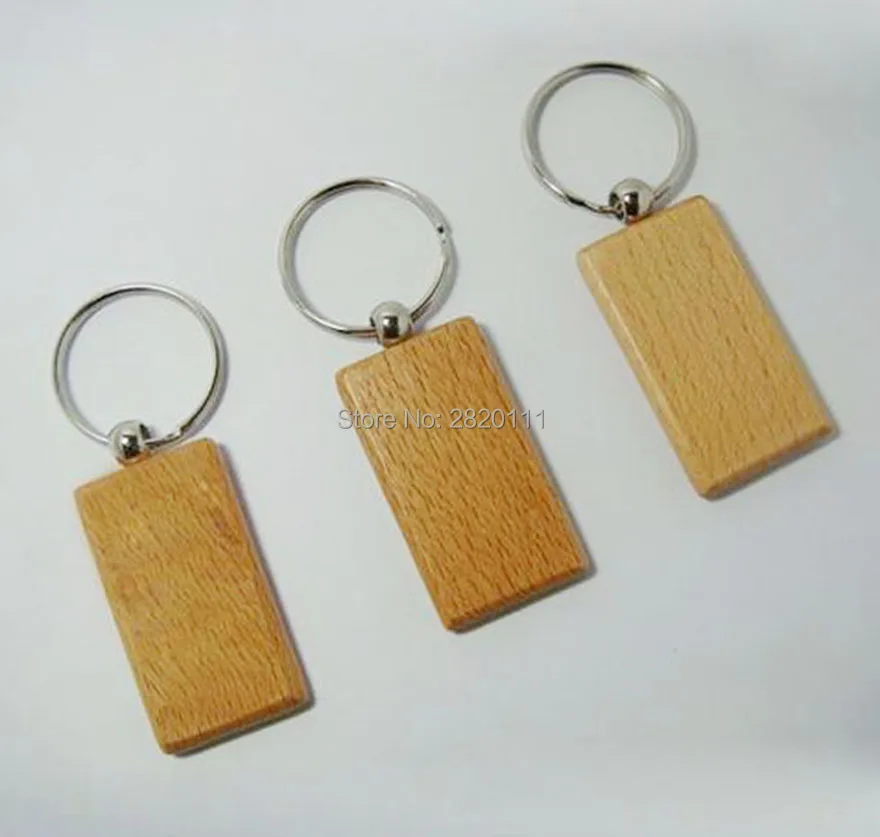 

Wholesale 50pcs Blank Rectangle Wooden Key Chain DIY Promotion Customized Key Tags Promotional Gifts -Free Shipping