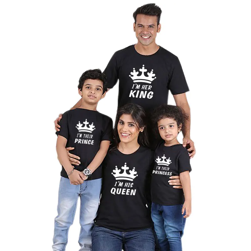 

family matching clothes outfits look mother daughter father son crown t shirt clothing daddy mommy and me clothes king queen MY