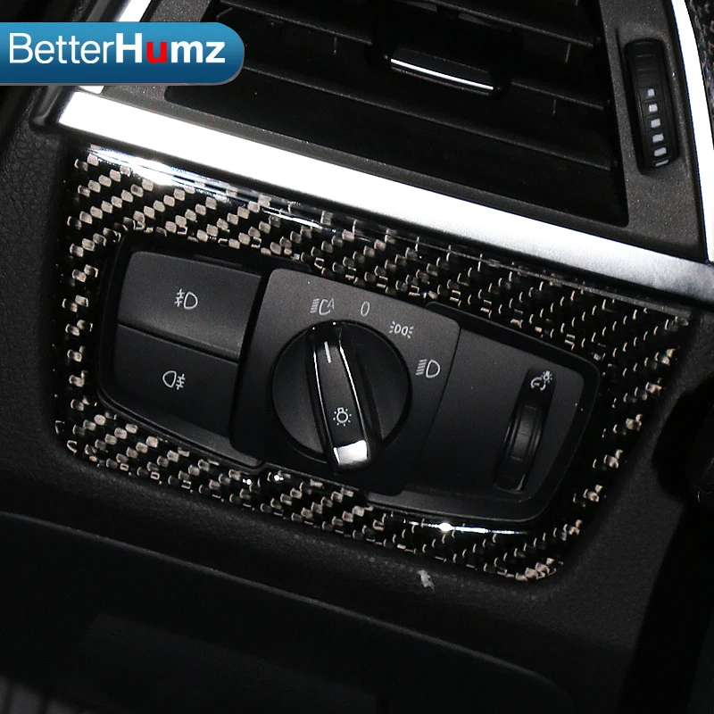 

Carbon Fiber Headlight Switch Buttons Decor Cover Interior Trim Car Styling Sticker For BMW F30 F34 320i 3 series Accessories