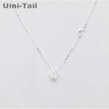 

Korean version of 925 sterling silver small fresh stars moon modeling necklace female models fashion flow wild students pendant