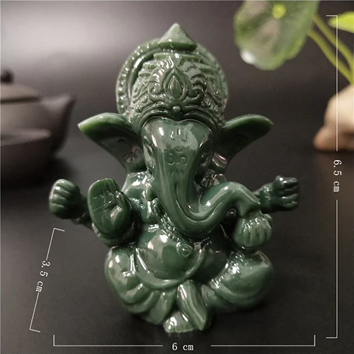Статуя лорда Ганеши, слон Будды, Бог, ручная работа, скульптуры Ганеш, статуэтки фэншуй, украшение с изображением Будды, статуи - Цвет: Green2