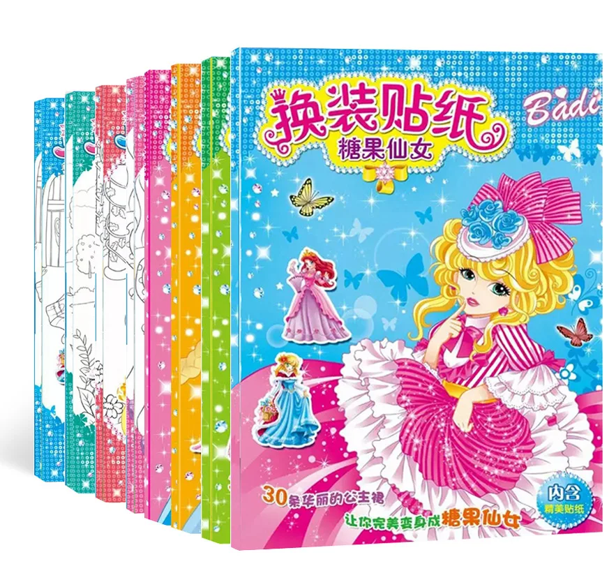 

Cute 1PC Princess painted coloring years old children learn to draw handbook DIY stickers early education notebooks random color