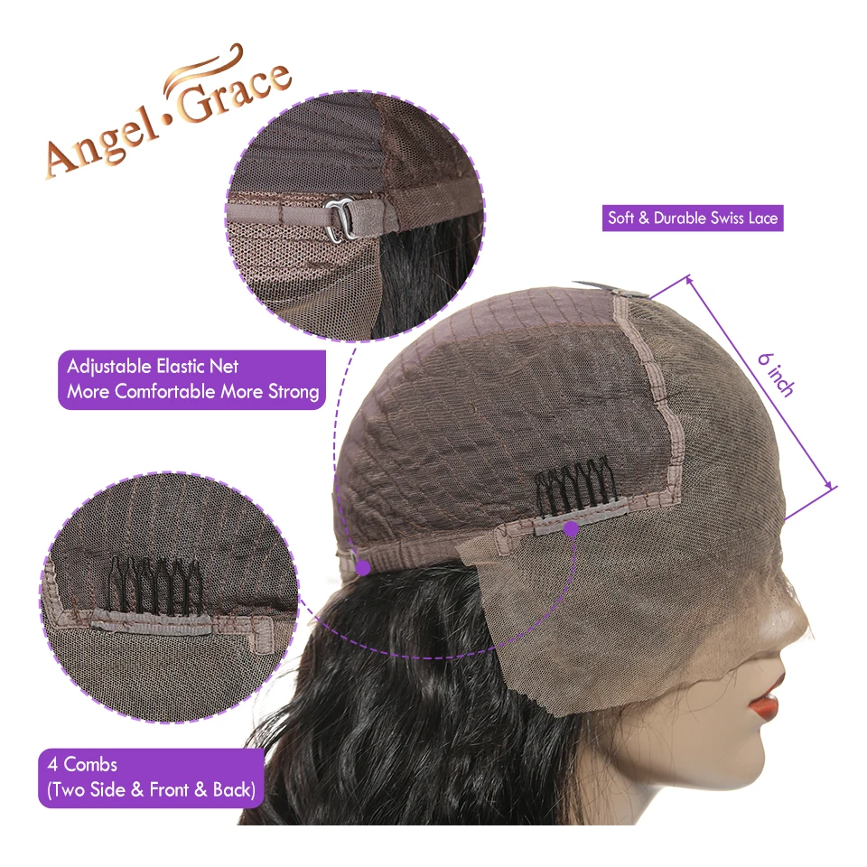 Angel Grace Hair 13х6 парик на фронте шнурка перуанские прямые волосы человеческие парики