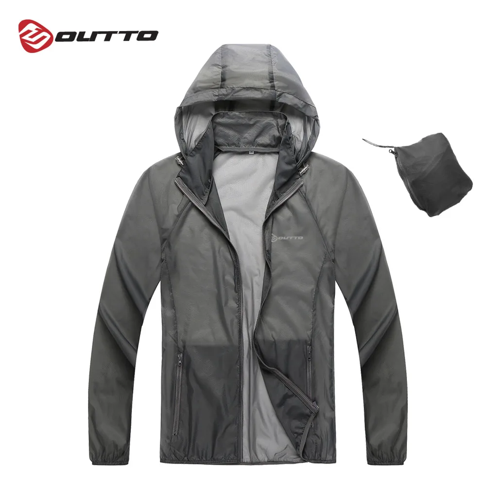 Мужская велосипедная куртка Outto, ветрозащитная, для спорта на открытом воздухе, кожаная куртка, дышащая, водонепроницаемая, анти-УФ, велосипедная ветровка - Цвет: Gray