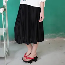 LYNETTE’S CHINOISERIE 2016 Summer New Arrival Original Design Women High Quality Vintage Mori Girls Pleated Black Chiffon Skirt