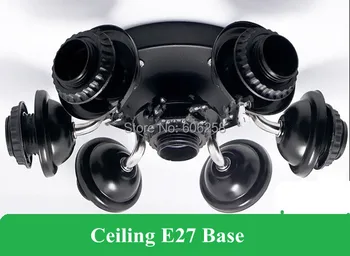 

DIY Ceiling Lamp Socket E27 Fittings Round Chassis Parts Black 7 E27 lamp Base 10PCS