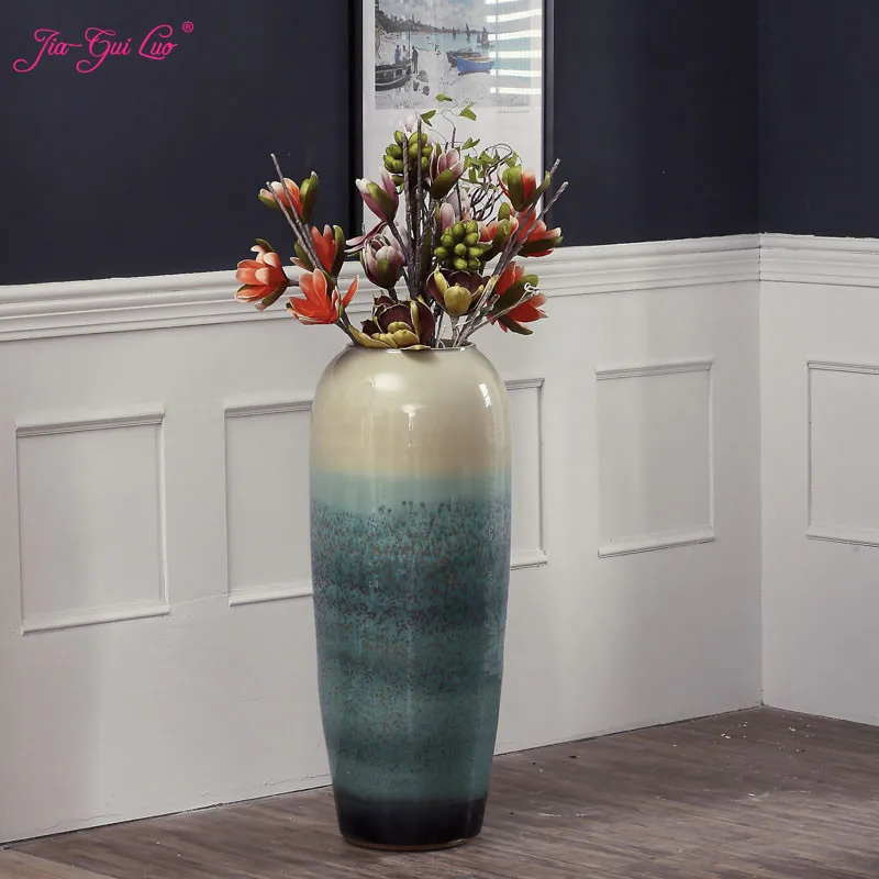 

European Jingdezhen ceramic floor large vase pottery modern fashion living room hotel villa flower arrangement