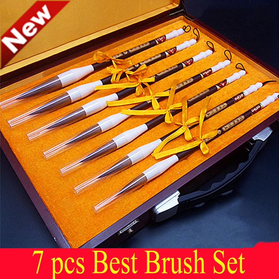 7pcs/box Chinese Calligraphy Brushes pen set weasel hair brush for artist painting calligraphy
