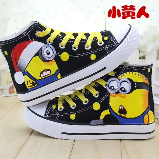 

fashion Children Canvas Shoes Kids trainer Despicable Me Minions Baby tenis Boys Girls sneakers cartoon painting cartoon shoes