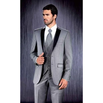 

2020 the morning groom dresses gap lapel best men suit terno masculino men's coat slim pants mens suits (jacket+pants+tie+vest)