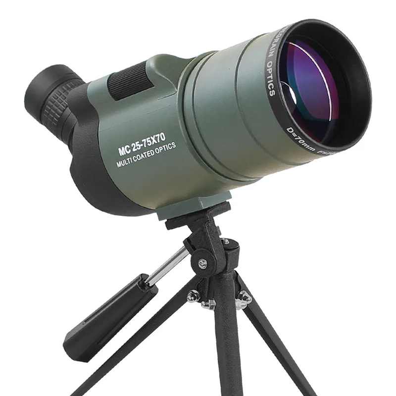 AOMEKIE Зрительная труба 25-75X зум 70 мм объектив со штативом наблюдение за птицами водонепроницаемый монокулярный телескоп для съемки на дальнем расстоянии - Цвет: Black and Green