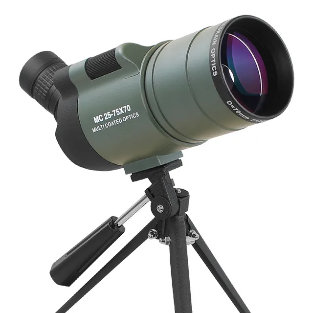 Spotting Scopes for Birdwatching 100mm & 25-75X with Tripod Phone Adapter Waterproof Shockproof Fogproof BAK4 FMC Monocular Telescope Dark Green Spotting Scopes for Birdwatching 100mm & 25-75X with Tripod Phone Adapter Waterproof Shockproof Fogproof BAK4 FMC Monocular Telescope Dark Green