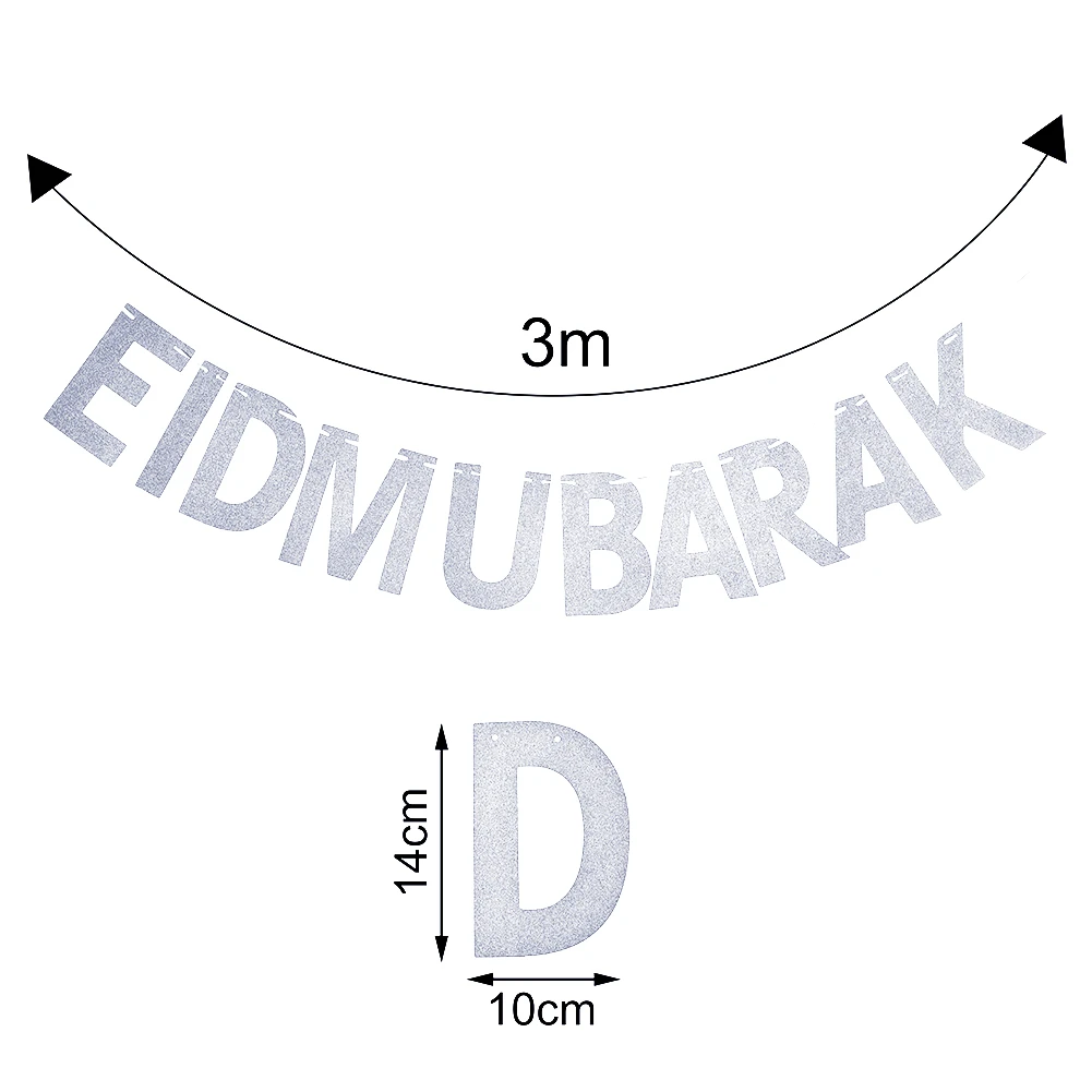 EID MUBARAK Серебряный Алфавит декоративные свадебные украшения вечерние пеньнань баннер