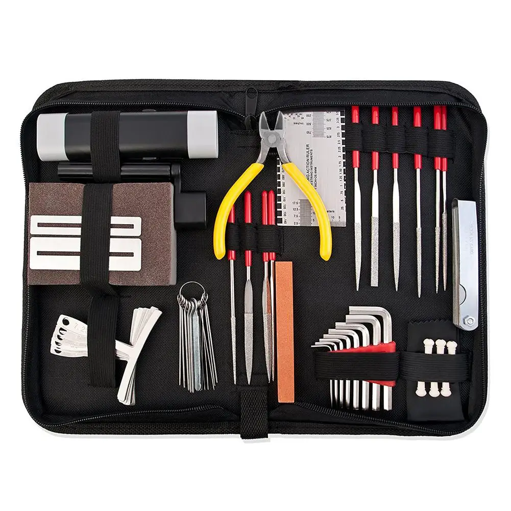 

Professional Guitarra Multi-Function Guitar Tool Set Suit File Cutter String Measuring Ruler Wrench Grinding Stone