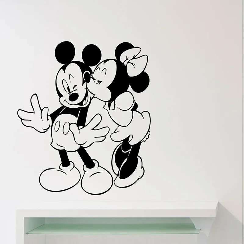 

YOYOYU Mickey Minnie Mouse Vinyl Wall Sticker Kid Room Kissing Love Removable Decal Nursery Bedroom Decoration ZX332