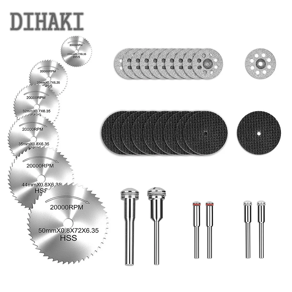 32 шт./компл. роторный инструмент 22 мм/25 мм/32 мм/35 мм/44 мм/50 мм HSS пильные диски алмазные режущие диски смолы отрезных кругов оправки