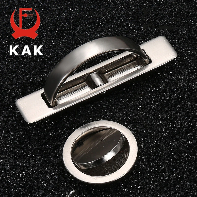 Furniture Handles KAK Tatami Hidden Door Handles Zinc Alloy Recessed Flush Pull Cover Floor Cabinet Silver Black Hardware