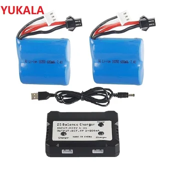 

YUKALA Original 7.4v 600mAh (3.7v * 2) 15C Li-ion battery for H100 H102 S2 High speed remote control RC boat 18350 7.4 v