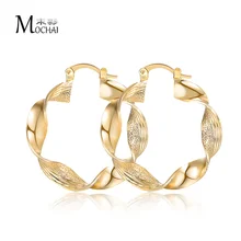 

High Quality Brand Metal Twisted Hoop Earrings For Women Girls Gold Color Round fashion Earrings Party Gift ZK30 35mm