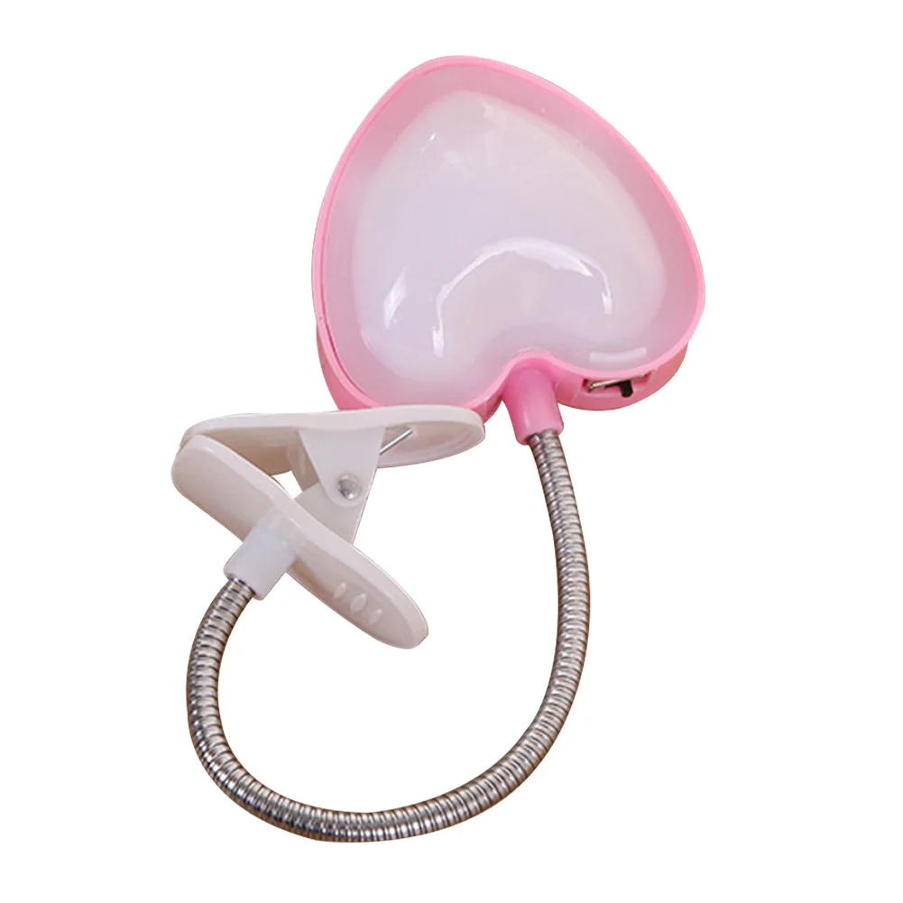 

LED Eye Care Table Reading Light Office Night Flexible Clip On Heart Shape Bedside Lamp Kids Bedroom Desk Foldable Portable