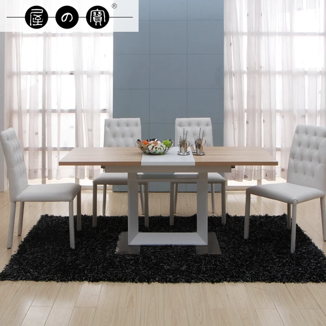 Us 8096 0 Telescopic Treasure House Modern Minimalist Dining Table Dinner Stretched Scalable Combination Six Chairs In