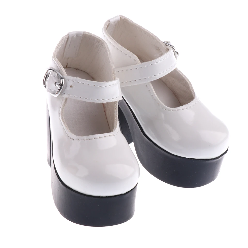 Fashion 1/3 BJD Dolls Leather Shoes Ankle Belt High Heel Outfit for Dollfie MSD DZ Dolls White