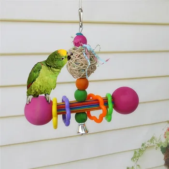 

21* 21 cm Bird Parrot Toy Cane Wires Woven Ball Chewing and Biting Toys Paper Strips Drawing BirdsToys Color Random Dropshipping
