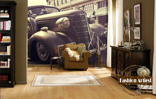 custom 3d wallpaper mural classic vintage car automobile exhibition