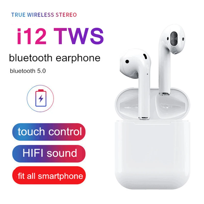 

New 2019 i12 tws Wireless Bluetooth 5.0 Earphone TWS i12 Touch Control Earbuds i 12 tws HiFi Sound Headphones For All Smartphone
