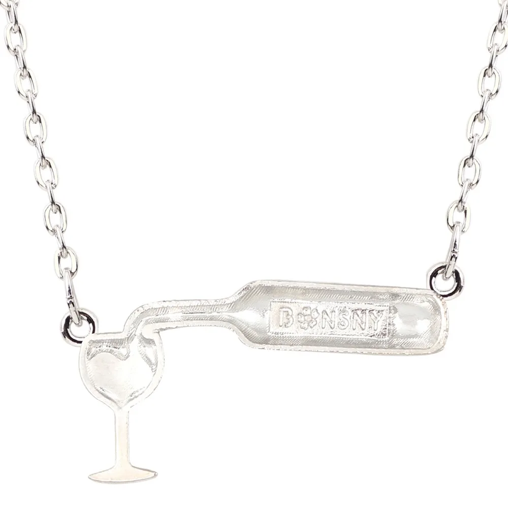 Bonsny Statement Enamel Floral Red Wine Bottle Glass Necklace Chain Alloy Rhinestone Pendant For Women Girls Party Jewelry Gift - Image 6